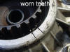 This photo shows the minor amount of wear on the BMW motorcycle final drive wheel splines.